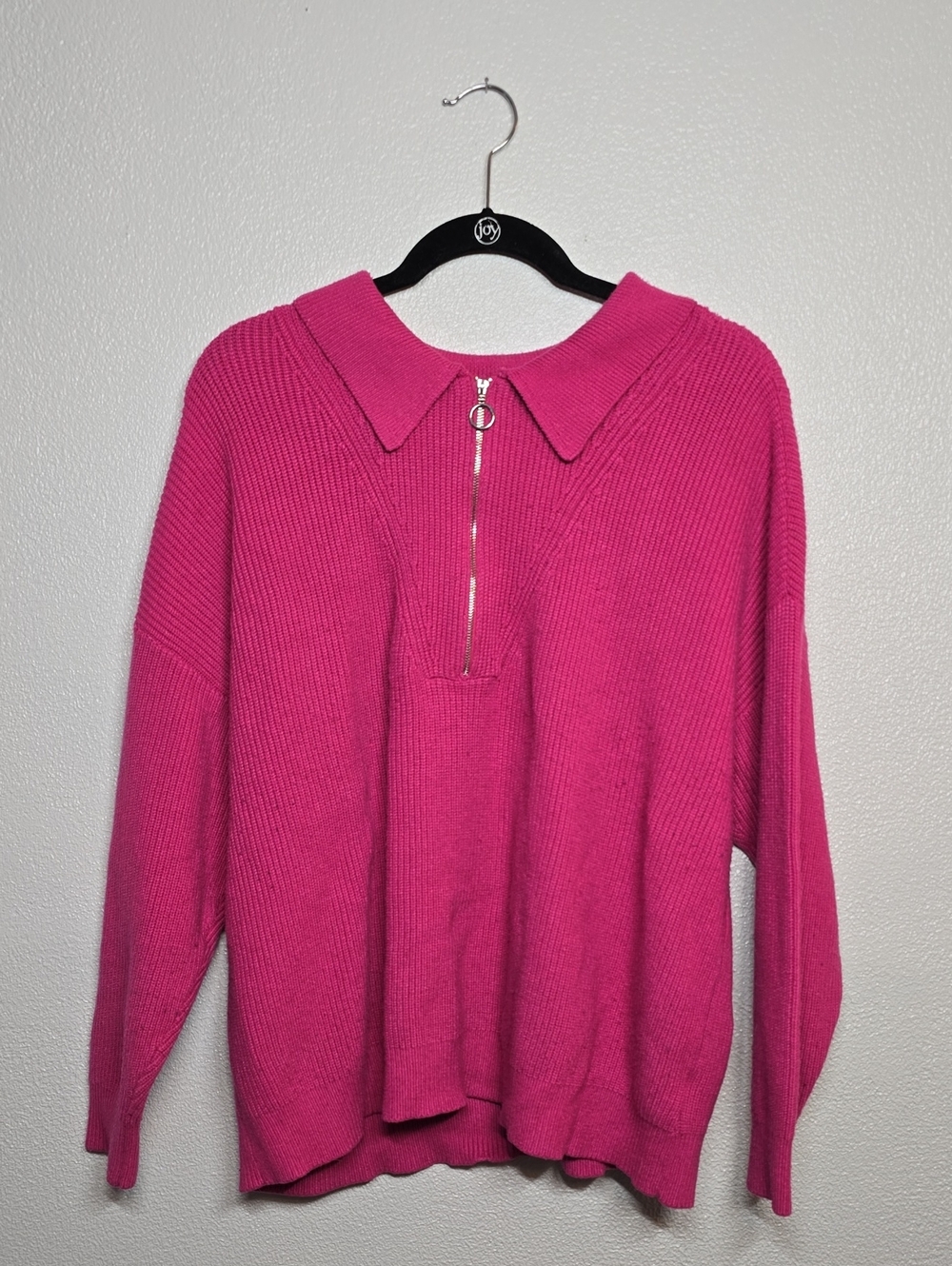 Lane Bryant Bright Fuchsia Zip-Front Knit Sweater